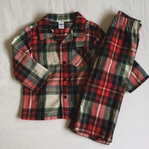 old navy winter plaid classic pajama set 18-24 months baby unisex